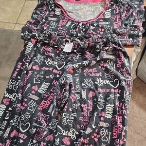 Secret Treasures Black and Pink Sleepwear Set Size L- 12-14